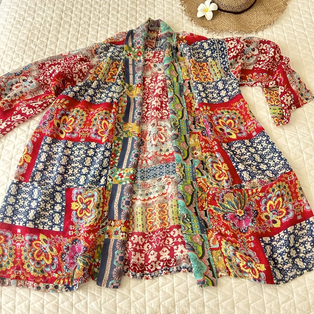 Johnny Was Short Boho Print Kimono Size Medium
